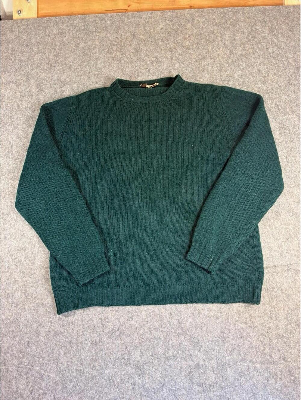 Jaeger Vintage Scotland 70’s Sweater Men's Size 44 Green Pullover Long Sleeve